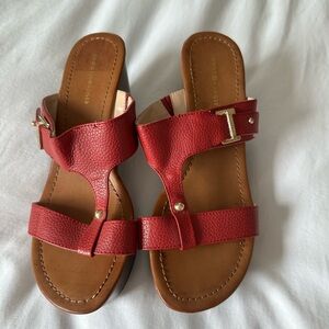 Tommy Hilfiger wedge sandals shoes red